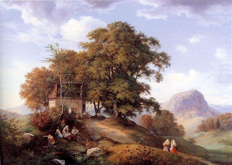 Oehme, Ernst Ferdinand An Autumn Afternoon near Bilin in Bohemia china oil painting image